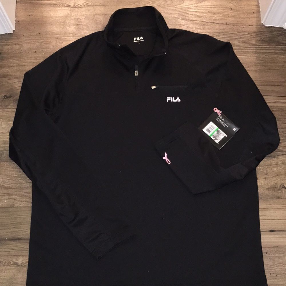 Black Fila Breast Cancer Ribbon Running LS shirt